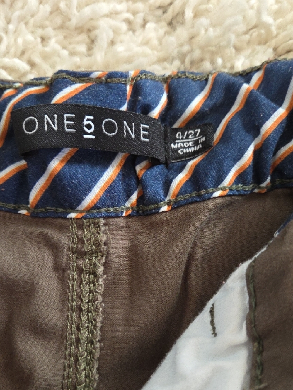 one 5 one Olive Brown Button-Accent Bermuda Shorts - Picture 2 of 3